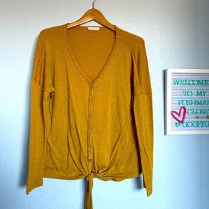 Reborn J tie front Mustard Sweater